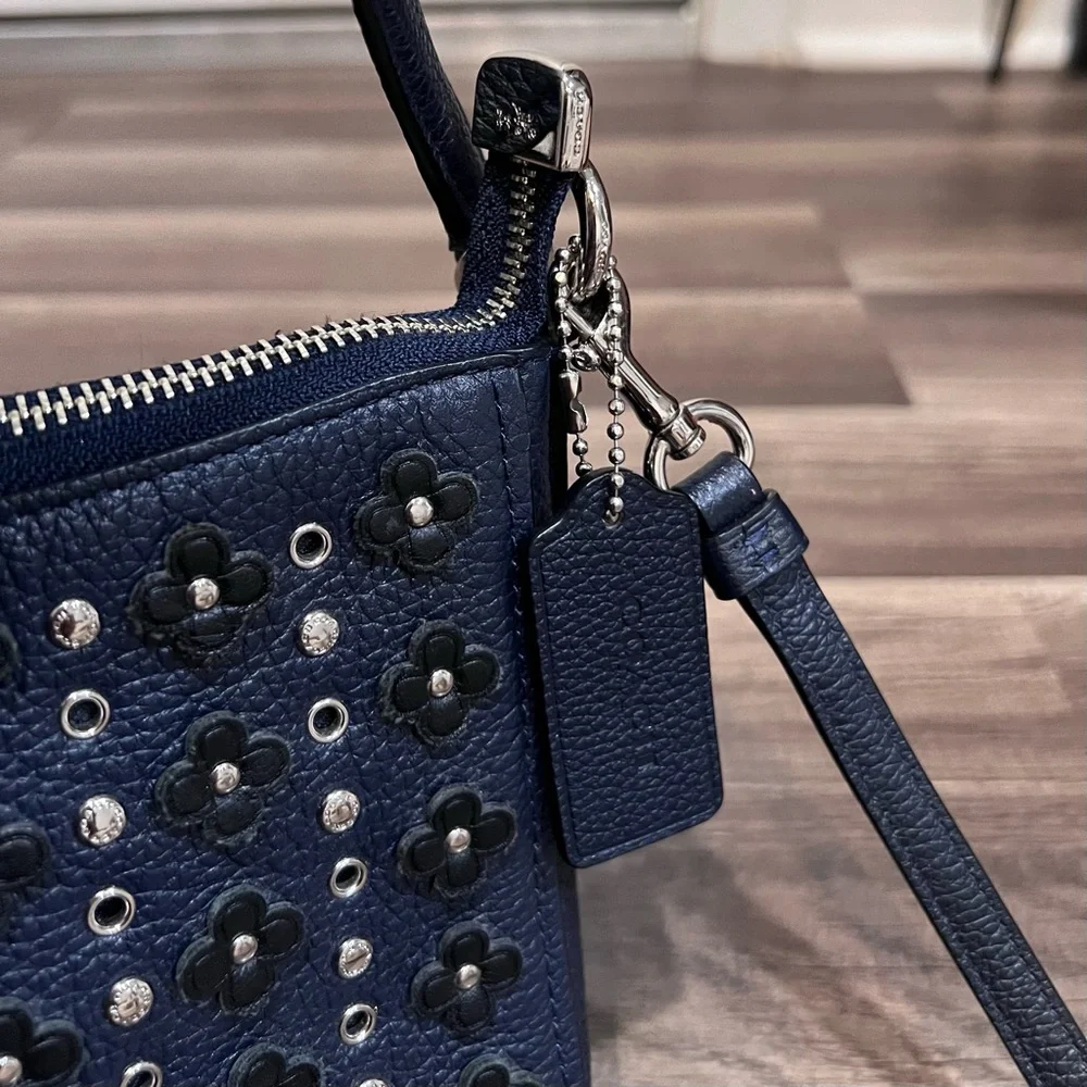 Coach Chelsea Navy With Floral Rivets Studded Women's Crossbody Bag - Picture 5 of 15